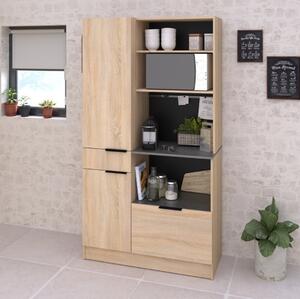 Mobile da cucina dispensa multiuso microonde 100xH186 cm rovere ossido Vinai