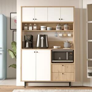 Mobile da cucina dispensa multiuso microonde 120xH180 cm bianco rovere Bakery