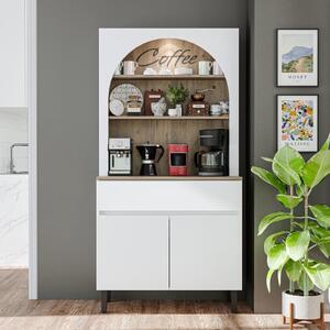 Mobile da cucina dispensa multiuso 90xH179 cm bianco rovere Coffee