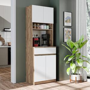 Mobile da cucina dispensa multiuso 60xH180 cm rovere bianco Moka