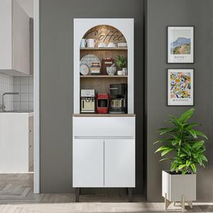 Mobile da cucina dispensa multiuso 60xH179 cm bianco rovere Coffee