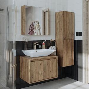 Mobile bagno sospeso lavabo incluso specchio colonna 65 cm rovere Corallo