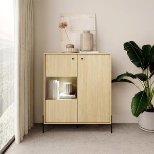 Mobile contenitore 107xH123 2 vetrinetta 2 ante rovere nero Nordika