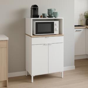 Mobile da cucina dispensa microonde 2 ante 1 cassetto 72xH126 cm rovere bianco Ligna