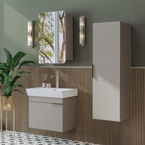 Mobile bagno sospeso lavabo incluso specchio colonna 60 cm tortora Mistral