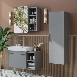 Mobile bagno sospeso lavabo incluso specchio colonna 82 cm grigio Mistral
