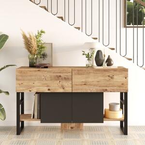 Mobile consolle ingresso salvaspazio 139xH84 cm 2 ribalte 2 ante rovere nero Caius