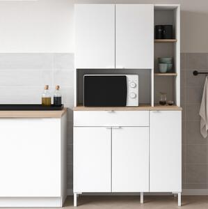 Mobile da cucina dispensa microonde 6 ante 1 cassetto 108xH186 cm rovere bianco Ligna
