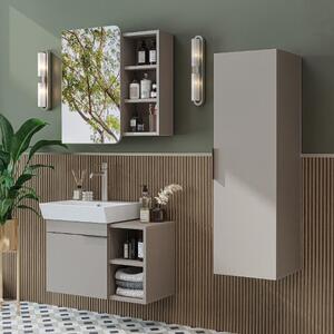 Mobile bagno sospeso lavabo incluso specchio colonna 72 cm tortora Mistral