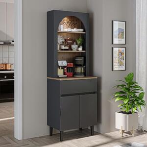 Mobile da cucina dispensa multiuso 60xH179 cm antracite rovere Coffee