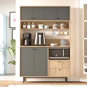 Mobile da cucina dispensa multiuso microonde 120xH180 cm antracite rovere Bakery