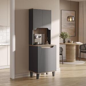 Mobile da cucina dispensa multiuso 60xH182 cm antracite rovere Gusto