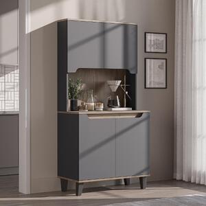 Mobile da cucina dispensa multiuso 90xH182 cm antracite rovere Gusto