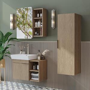 Mobile bagno sospeso lavabo incluso specchio colonna 72 cm rovere Mistral