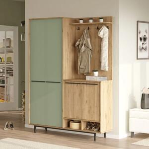 Mobile ingresso moderno 147xH196 cm appendiabiti rovere verde Tokyo