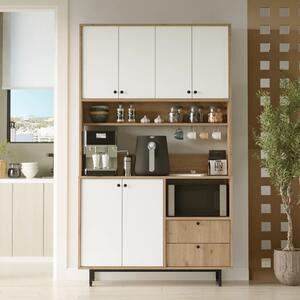 Mobile da cucina dispensa multiuso microonde 120xH205 cm bianco rovere Commis