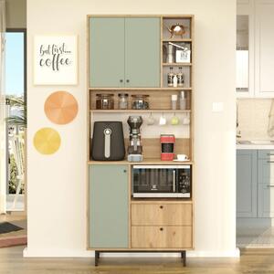 Mobile da cucina dispensa multiuso microonde 88xH205 cm rovere verde Glass