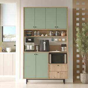 Mobile da cucina dispensa multiuso microonde 120xH205 cm rovere verde Commis