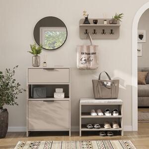 Mobile ingresso moderno 120 cm specchio tondo mobile cassapanca beige Altea