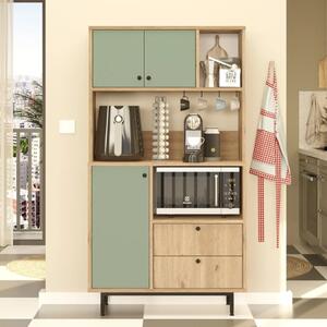 Mobile da cucina dispensa multiuso microonde 88xH161 cm rovere verde Mug