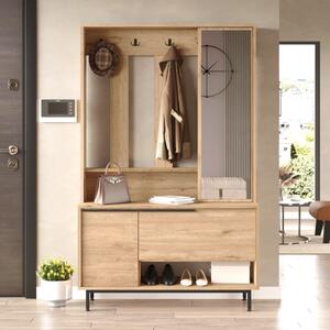 Mobile ingresso moderno 112xH178 cm appendiabiti scarpiera rovere Kenzo
