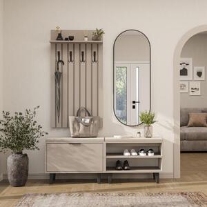 Mobile ingresso moderno 147 cm specchio appendiabiti cassapanca beige Perla-7
