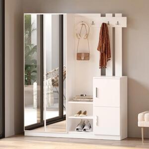 Mobile ingresso moderno 147xH180 cm appendiabiti bianco Belfast-2