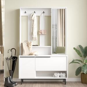 Mobile ingresso moderno 112xH178 cm appendiabiti scarpiera bianco Kenzo