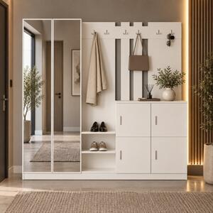 Mobile ingresso moderno 187xH180 cm appendiabiti bianco Belfast-3