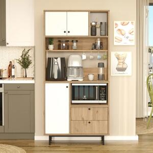 Mobile da cucina dispensa multiuso microonde 88xH180 cm bianco rovere Roll
