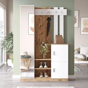 Mobile ingresso moderno 113xH180 cm appendiabiti rovere bianco Belfast
