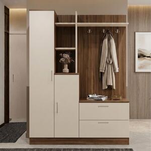 Mobile ingresso moderno 140xH182 cm appendiabiti noce beige Chester