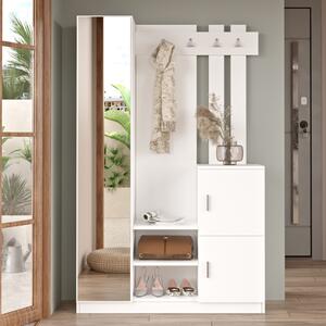 Mobile ingresso moderno 113xH180 cm appendiabiti bianco Belfast
