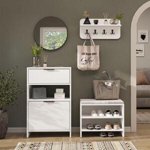 Mobile ingresso moderno 120 cm specchio tondo mobile cassapanca bianco Altea
