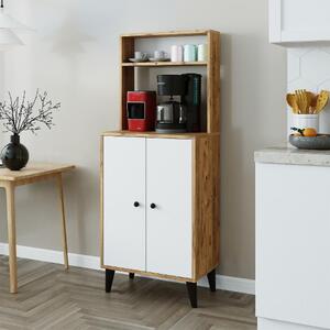 Mobile da cucina dispensa multiuso microonde 60xH155 cm bianco rovere Lavanda