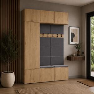 Mobile ingresso moderno 150xH238 cm cassapanca quercia Berlino