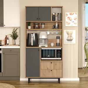 Mobile da cucina dispensa multiuso microonde 88xH180 cm rovere antracite Roll