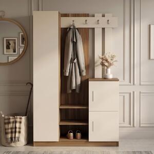 Mobile ingresso moderno 113xH180 cm appendiabiti noce beige Belfast