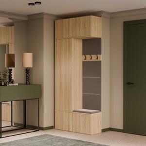Mobile ingresso moderno 100xH238 cm specchio cassapanca rovere antracite Berlino
