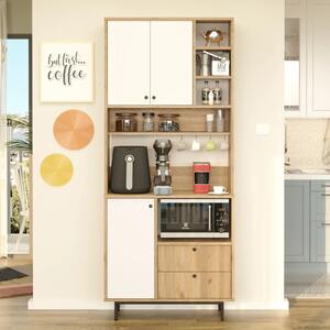 Mobile da cucina dispensa multiuso microonde 88xH205 cm bianco rovere Glass