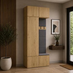 Mobile ingresso moderno 100xH238 cm cassapanca quercia Berlino