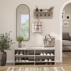 Mobile ingresso moderno 120 cm specchio appendiabiti cassapanca beige Altea