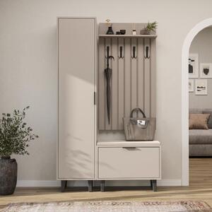 Mobile ingresso moderno 119 cm armadio appendiabiti cassapanca beige Perla-1