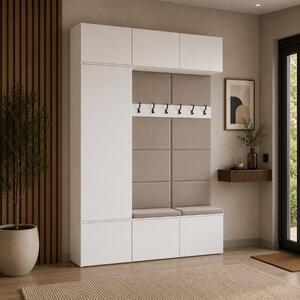 Mobile ingresso moderno 150xH238 cm cassapanca bianco Berlino
