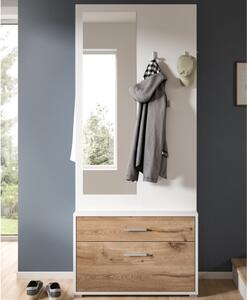 Mobile ingresso appendiabiti con specchio scarpiera 80xH190 bianco rovere Elyon