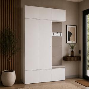 Mobile ingresso moderno 150xH238 cm doppio armadio cassapanca bianco Berlino
