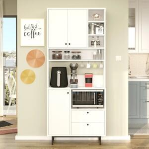 Mobile da cucina dispensa multiuso microonde 88xH205 cm bianco Glass