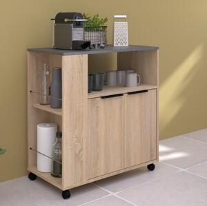 Mobile da cucina dispensa multiuso microonde 75xH80 cm rovere ossido Vinai