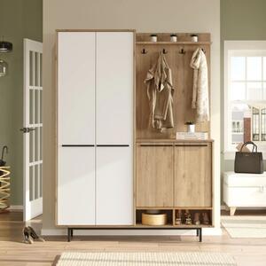 Mobile ingresso moderno 147xH196 cm appendiabiti bianco rovere Tokyo