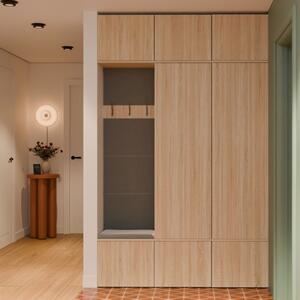 Mobile ingresso moderno 150xH238 cm doppio armadio cassapanca rovere antracite Berlino